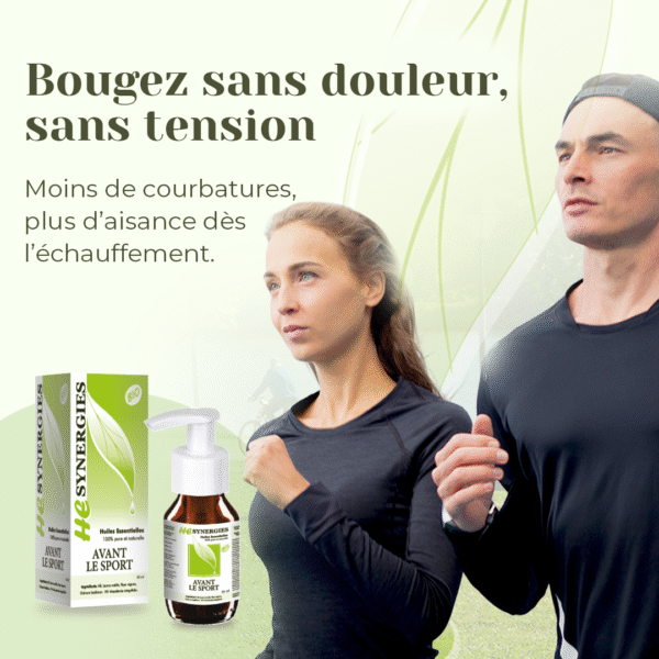 Sportifs échauffés avec huile essentielle avant le sport pour limiter courbatures et tensions